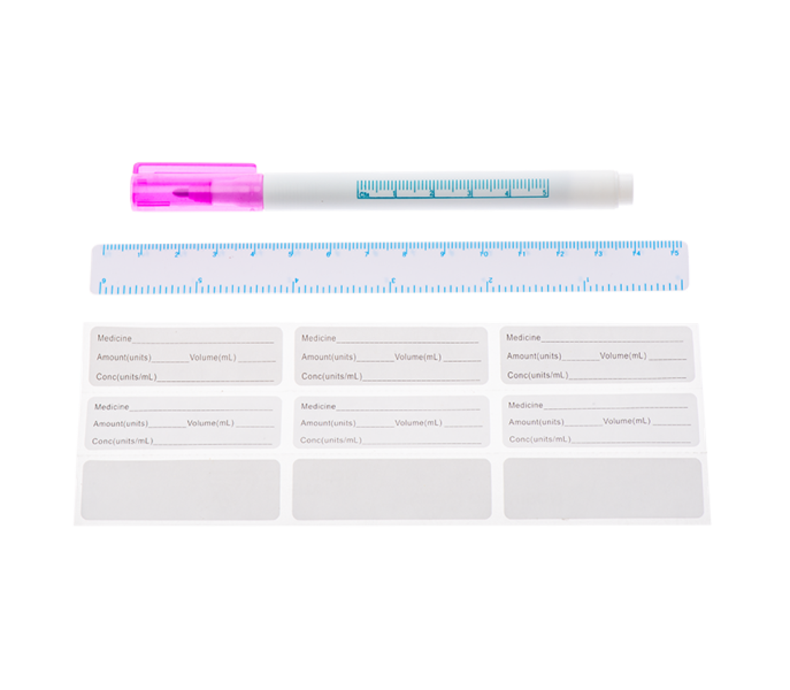 Sterile Surgical marking Pen - Regular tip with ruler and label sheet-0.5mm Skin Marker