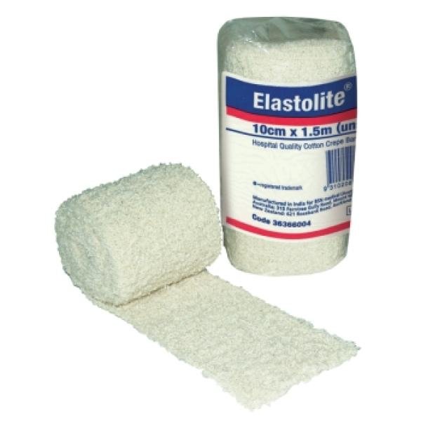 Bandage Non-Adhesive Elastolite Crepe, Reusable Washable 10cm x 1.5m Elastic Crepe Bandage