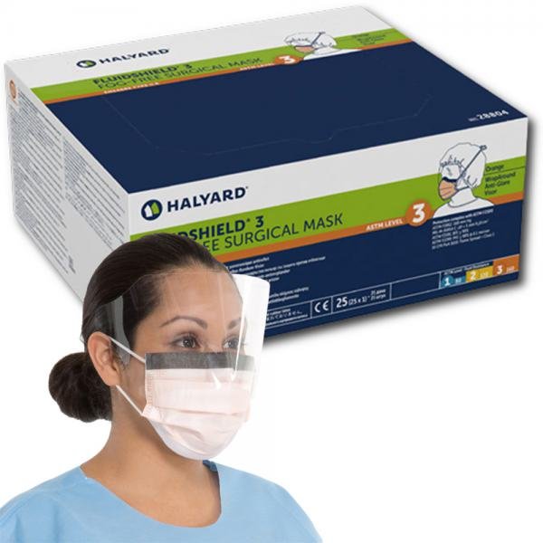 Fluidshield Fog Free Procedure Face Mask With Wraparound Splashguard And Ear Loops Halyard Skin Protection & Conditioning