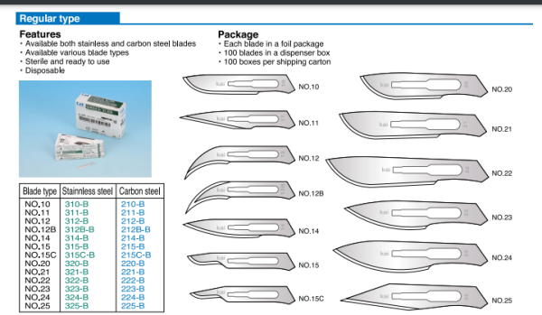 Kai Scalpel Blade #24 Scalpel Blade