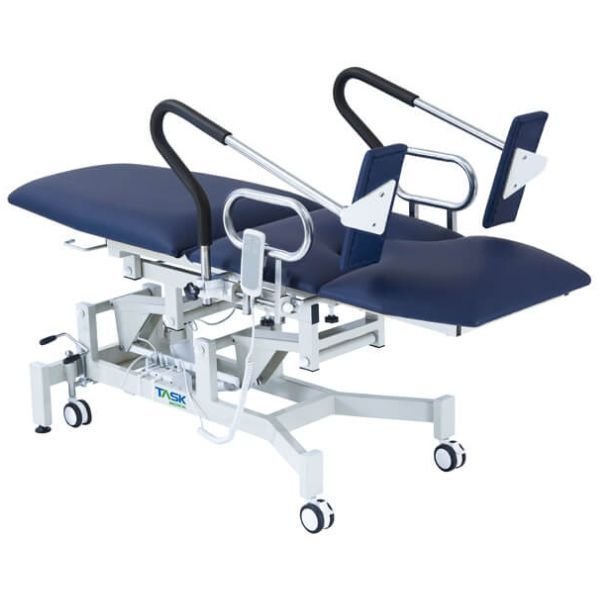 Medical Deluxe Gynaecology Chair With Stirrup & Foot Boards / Navy Blue Chairs and Stool