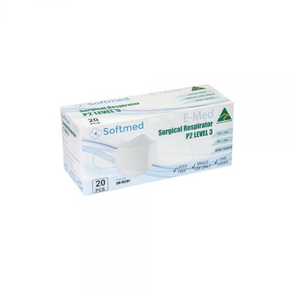 SOFTMED E-MED N95(P2) Level 3 Surgical Respirator Face Mask, Ear Loops Face Masks & Respirators