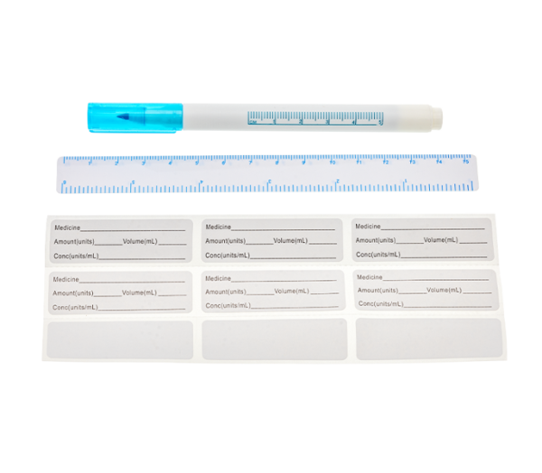  Steile Surgical marking Pen - Regular tip with 1.0mm line width with a printed ruler and label sheet hospital requirements