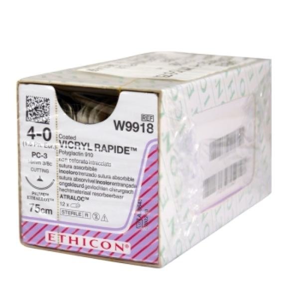 Vicryl Rapide 4-0 16mm Pc-3 75cm Suture Undyed  Ethicon