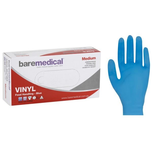  VINYL NON-STERILE POWDER FREE Blue Gloves - Medium BareMedical