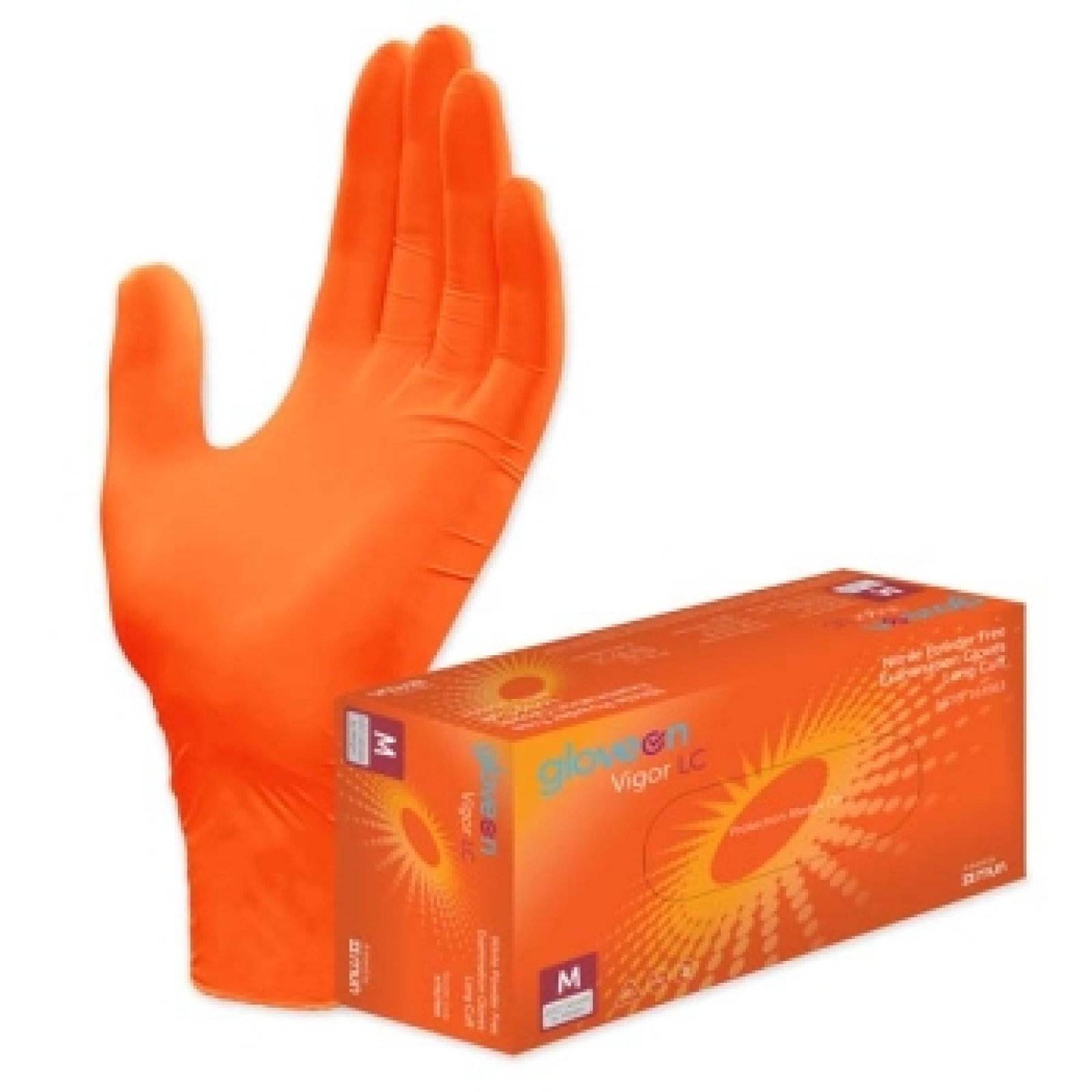 Vigor Nitrile Exam Gloves Powder Free Long Cuff  Large Mun Medical 